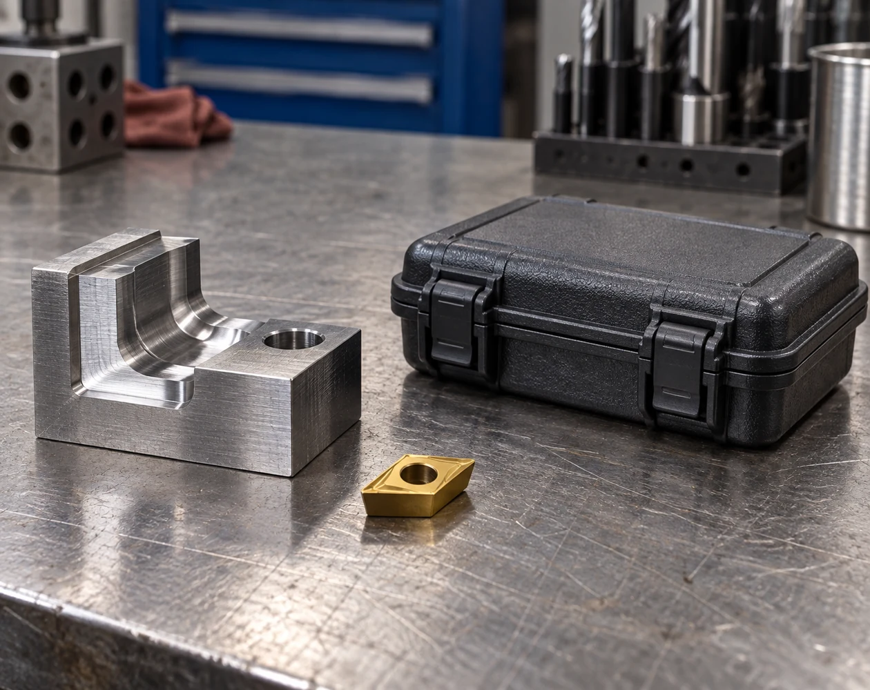 Carbide insert, machined sample and closed measuring-instrument case