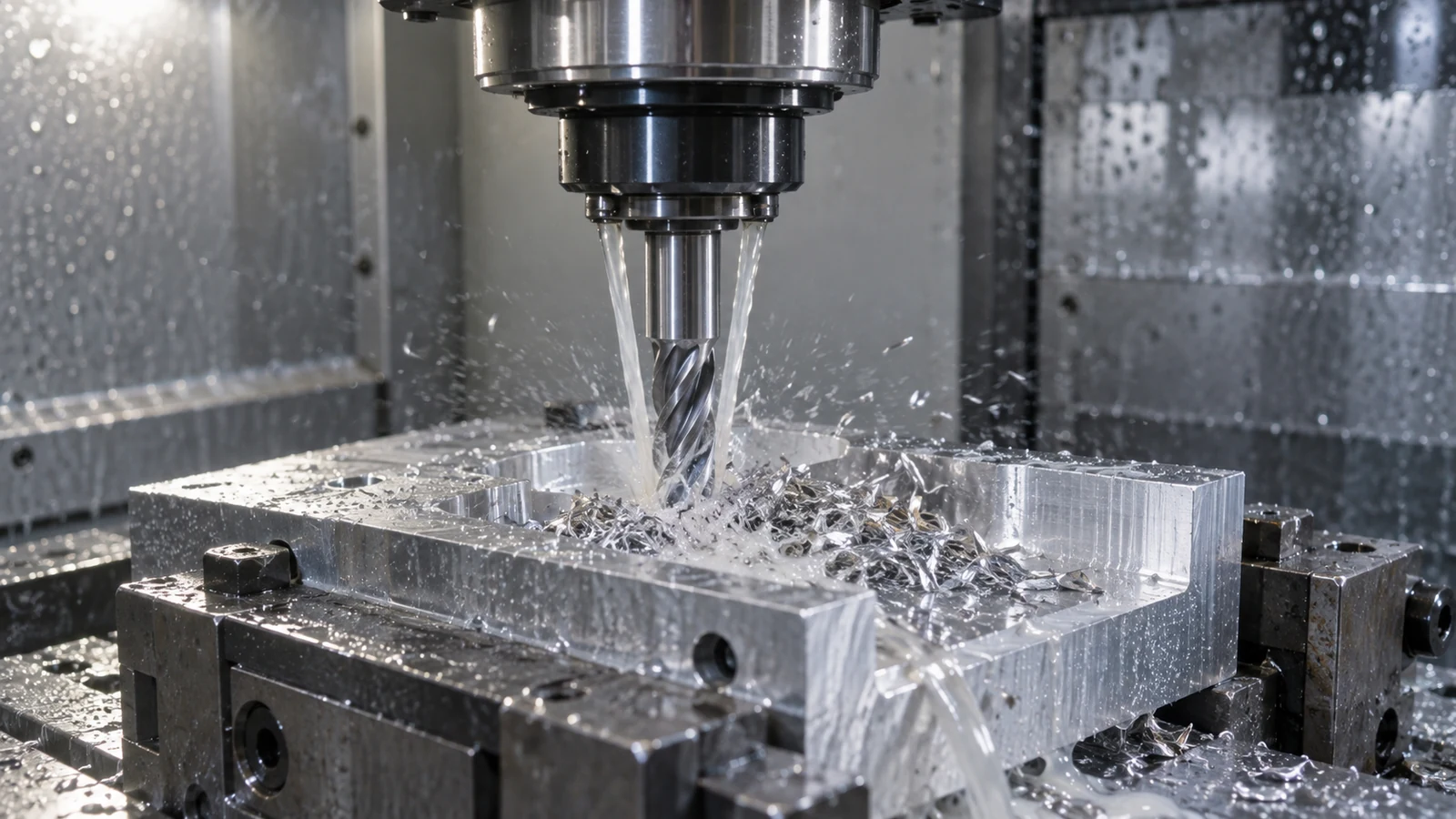 Through-spindle Coolant Evacuation machining scene