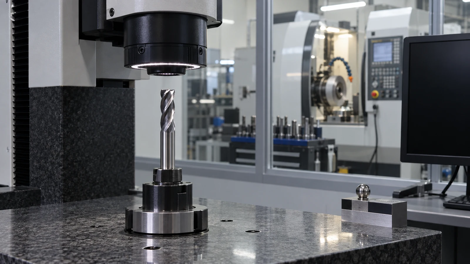 End-mill runout inspection with a dial indicator