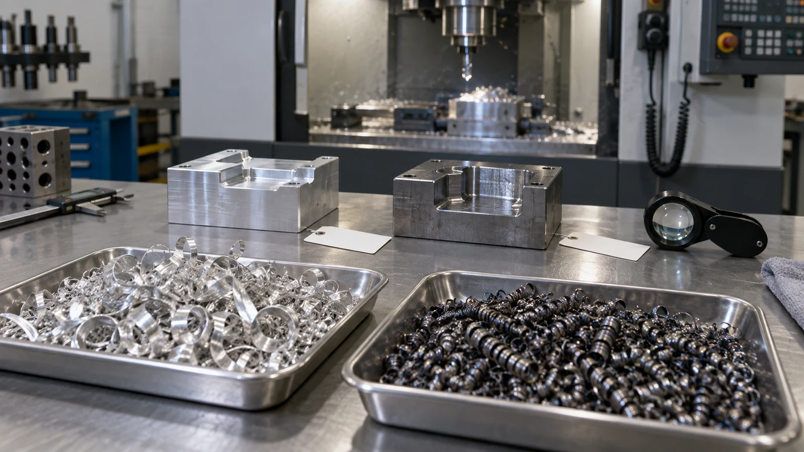 Aluminum and steel chip-form comparison