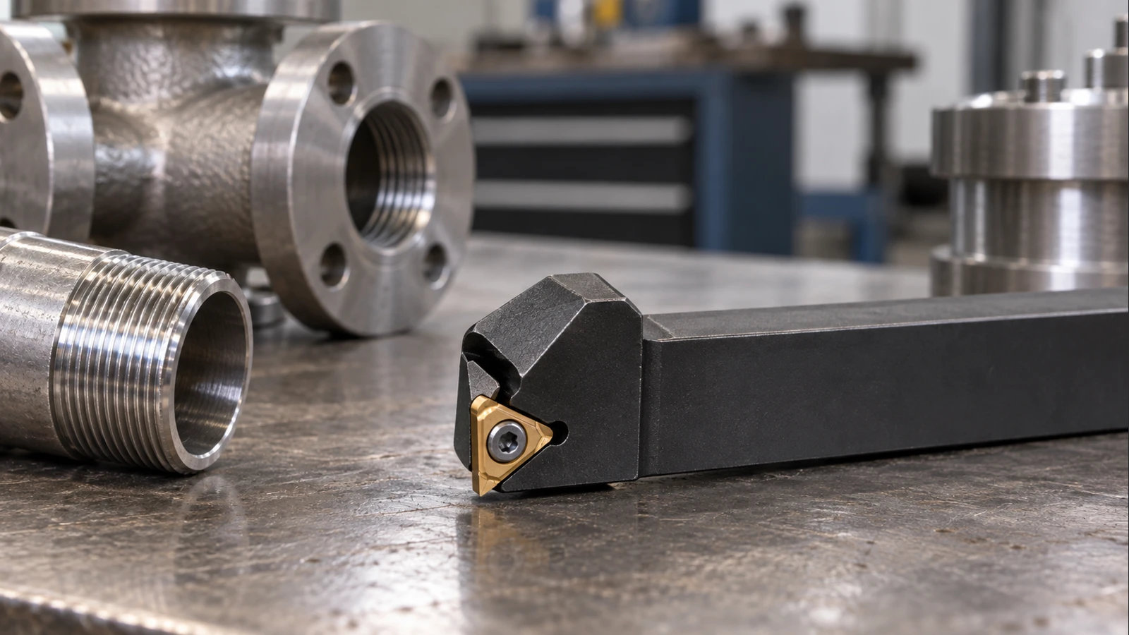 Threading insert installed in a matching holder