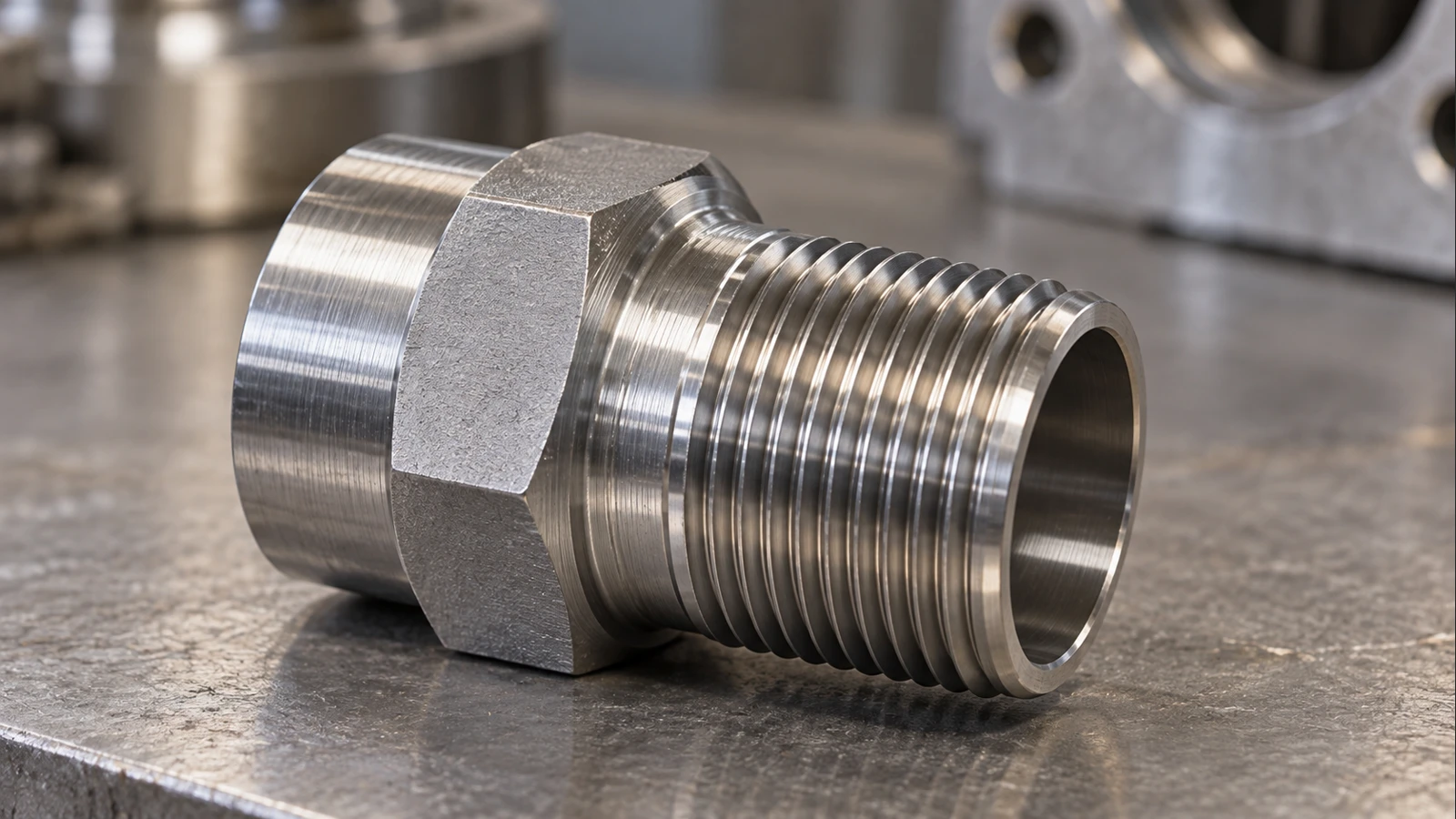 External thread surface on a machined component