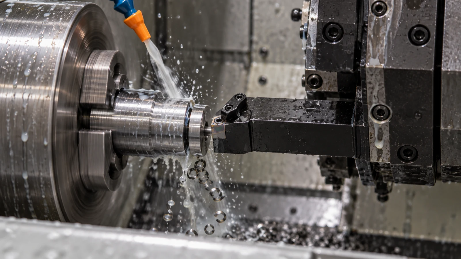 Parting-off machining scene