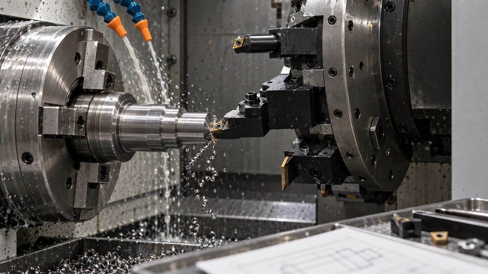 Multi-station Turret Setup machining scene