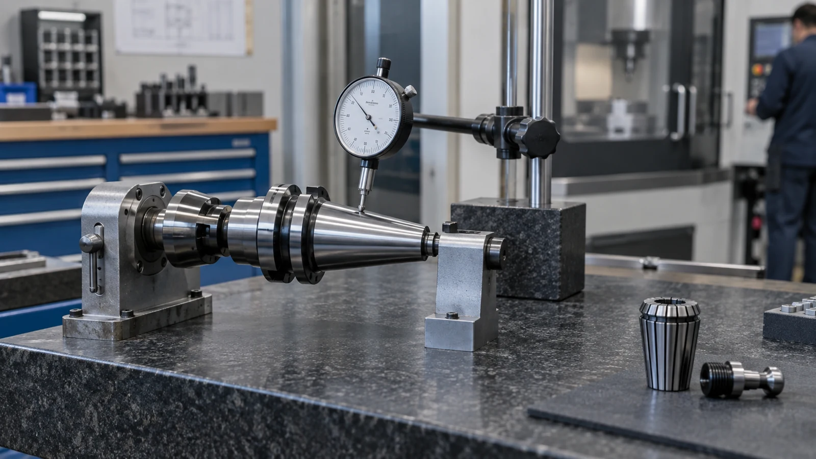 Holder runout inspection with a dial indicator
