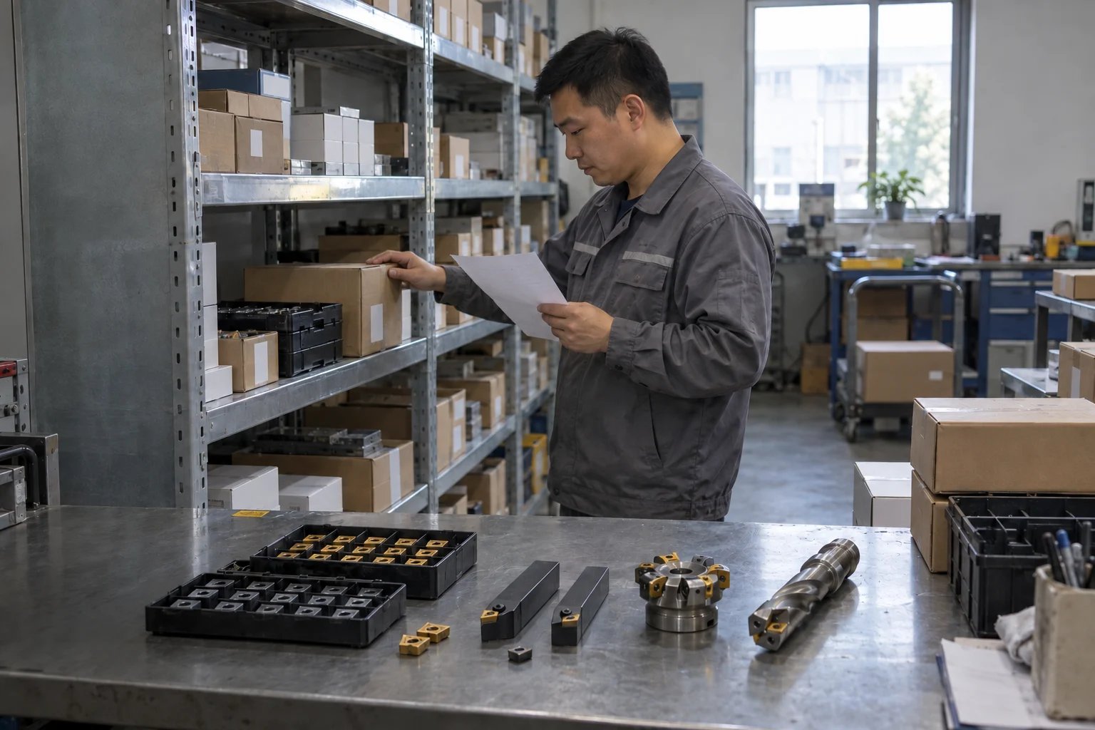 Cutting inserts and tool holders prepared for stock checking and order matching