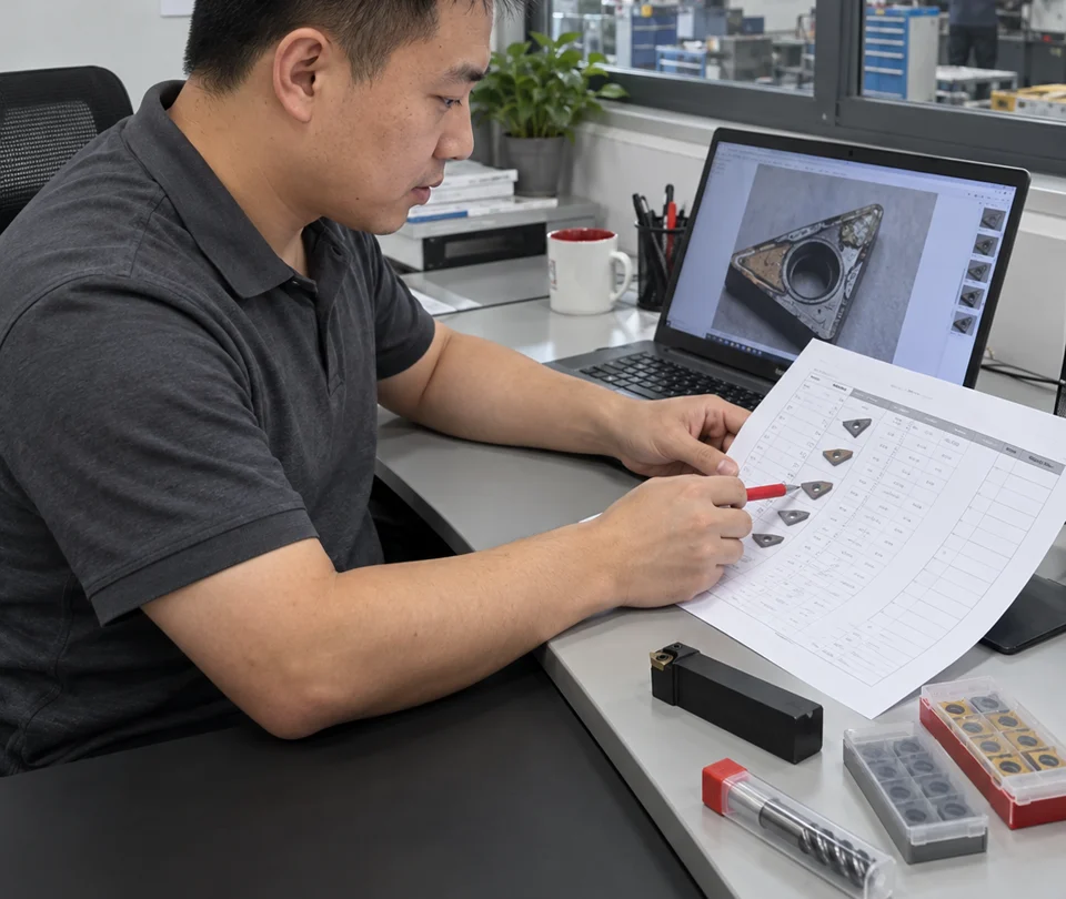 Cutting tool buyer request reviewed by a sourcing coordinator