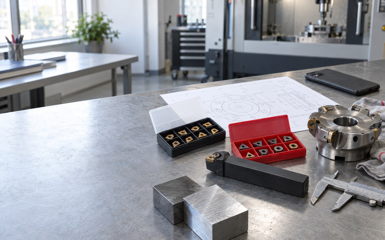 Carbide inserts, toolholder, face mill, drawing and material samples prepared for a buyer inquiry